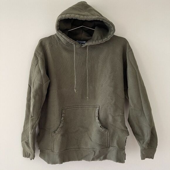 ORO Los Angeles Green Distressed Hooded Sweatshirt